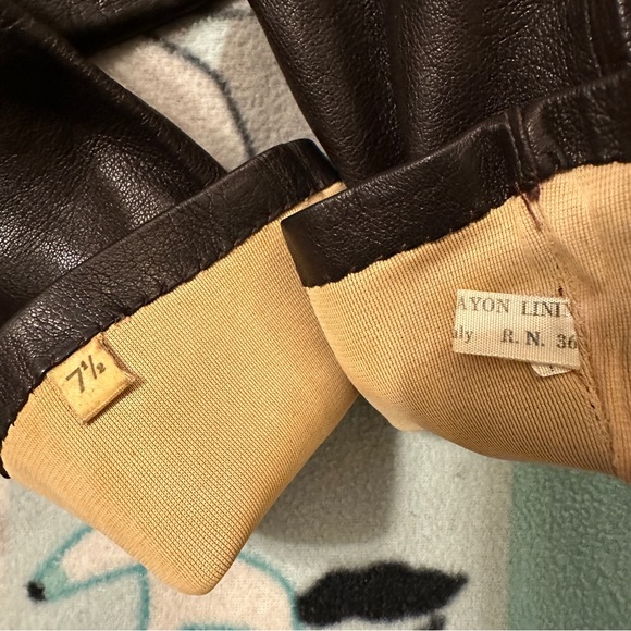 Dark brown long leather gloves - Picture 3 of 3